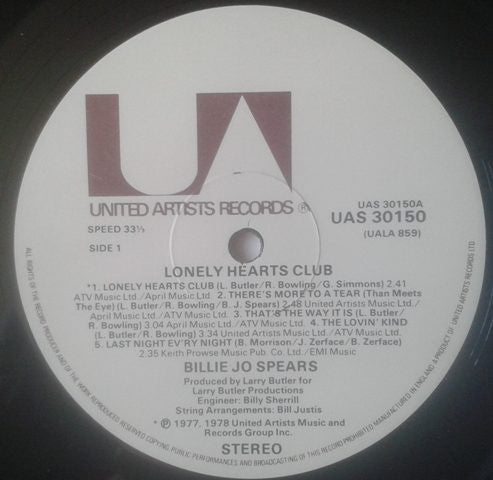 Billie Jo Spears : Lonely Hearts Club (LP)