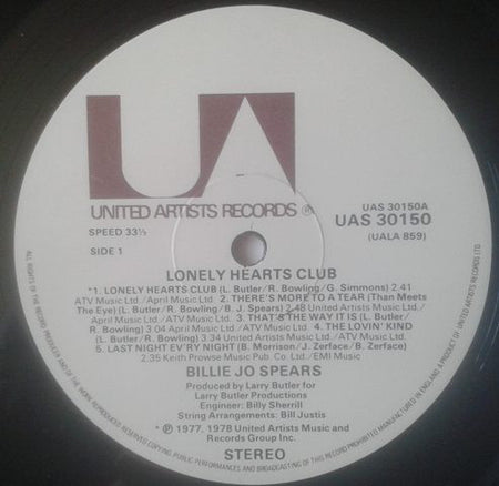 Billie Jo Spears : Lonely Hearts Club (LP)