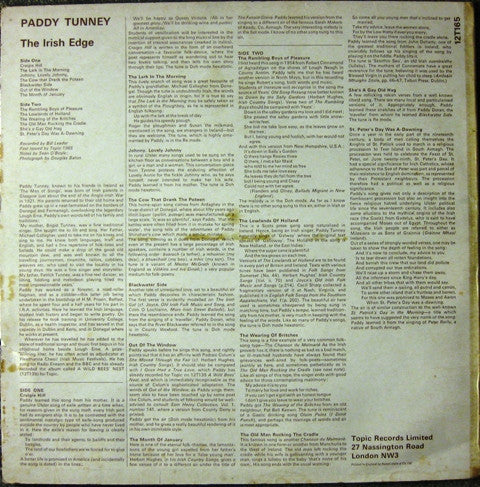 Paddy Tunney : The Irish Edge (LP, Mono)