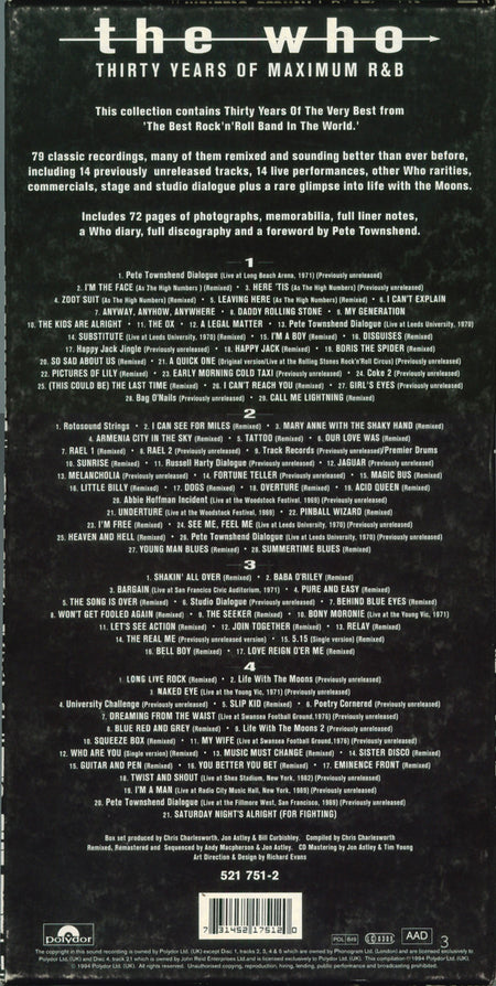 The Who : Thirty Years Of Maximum R&B (4xCD, Comp, Mono, RM, PMD + Box)
