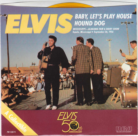 Elvis* : Baby, Let's Play House / Hound Dog (7", Single, Yel)