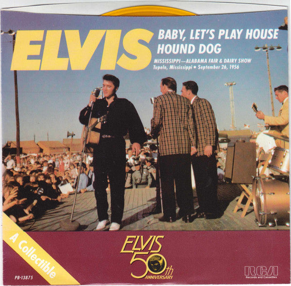 Elvis* : Baby, Let's Play House / Hound Dog (7", Single, Yel)