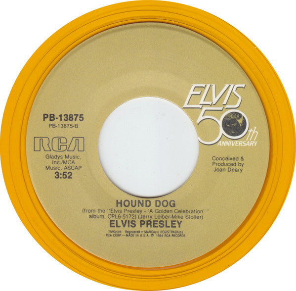 Elvis* : Baby, Let's Play House / Hound Dog (7", Single, Yel)