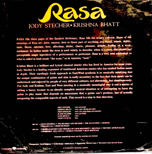 Jody Stecher & Krishna Bhatt : Rasa (LP)