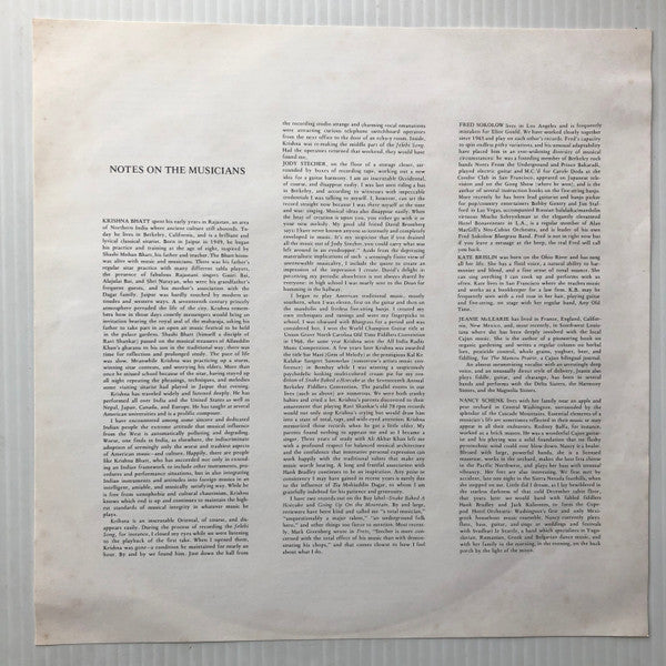 Jody Stecher & Krishna Bhatt : Rasa (LP)