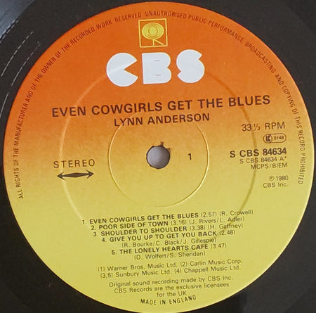 Lynn Anderson : Even Cowgirls Get The Blues (LP, Album)