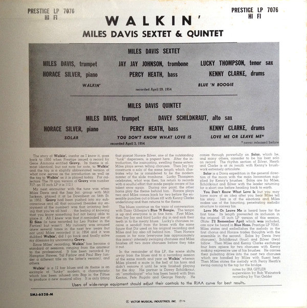 Miles Davis All Stars : Walkin' (LP, Album, Comp, Mono, RE)