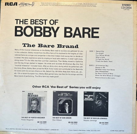 Bobby Bare : The Best Of Bobby Bare (LP, Comp)