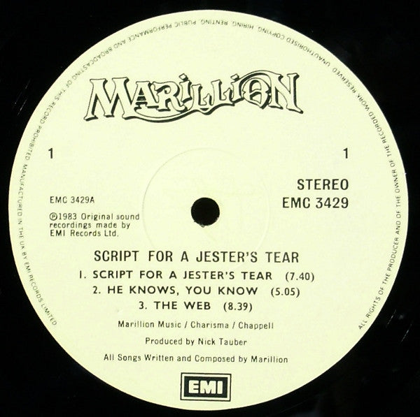 Marillion : Script For A Jester's Tear (LP, Album, Gat)