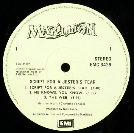 Marillion : Script For A Jester's Tear (LP, Album, Gat)