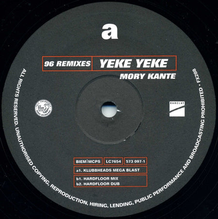 Mory Kante* : Yeke Yeke (96 Remixes) (12", Single)