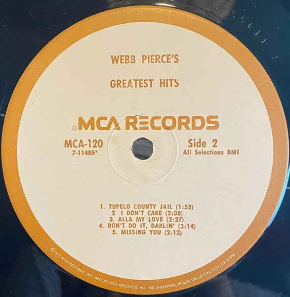 Webb Pierce : Webb Pierce's Greatest Hits (LP, RE)