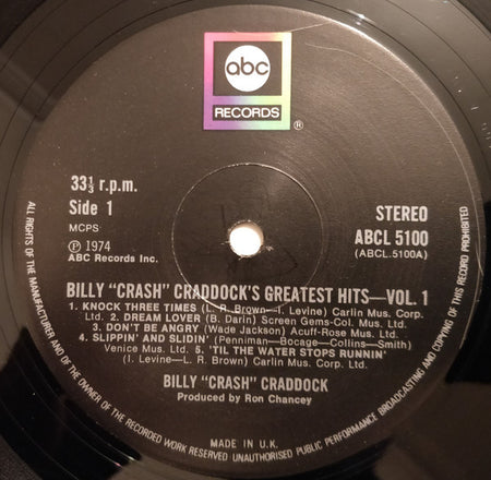Billy 'Crash' Craddock : Greatest Hits : Volume One (LP, Comp)