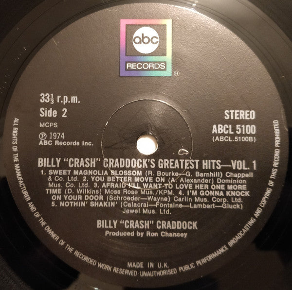 Billy 'Crash' Craddock : Greatest Hits : Volume One (LP, Comp)