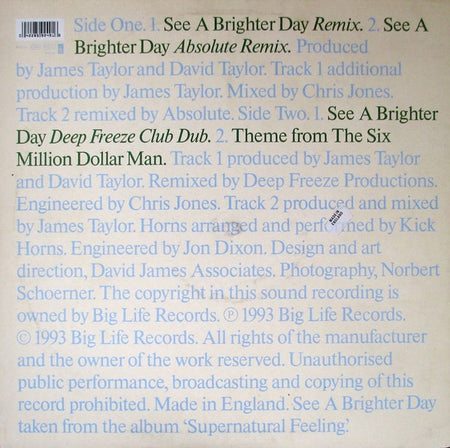 The James Taylor Quartet With Noel McKoy : See A Brighter Day (12")