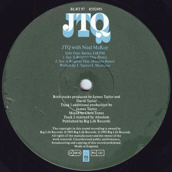 The James Taylor Quartet With Noel McKoy : See A Brighter Day (12")