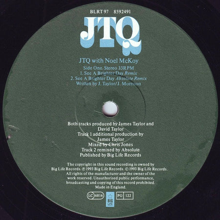 The James Taylor Quartet With Noel McKoy : See A Brighter Day (12")