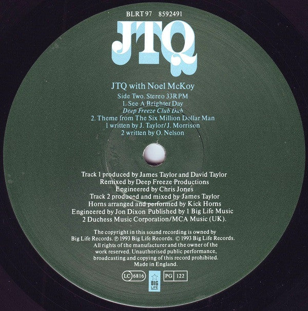 The James Taylor Quartet With Noel McKoy : See A Brighter Day (12")