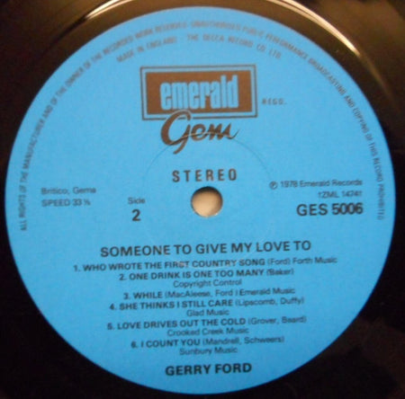 Gerry Ford : Someone To Give My Love To (LP, Album)