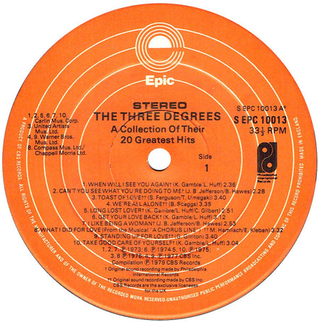 The Three Degrees : A Collection Of Their 20 Greatest Hits (LP, Comp)