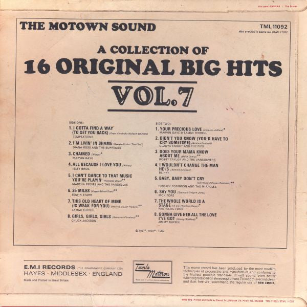 Various : A Collection Of 16 Original Big Hits Vol. 7 (LP, Comp, Mono)