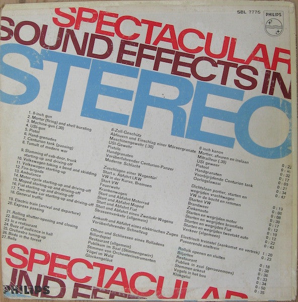 No Artist : Spectacular Sound Effects In Stereo (LP, Album)