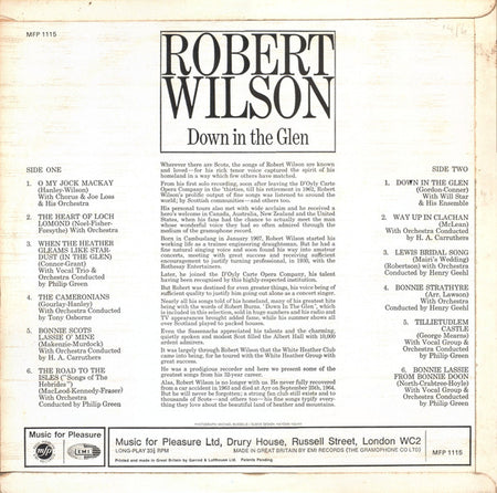 Robert Wilson (3) : Down In The Glen (LP, Album, Mono)