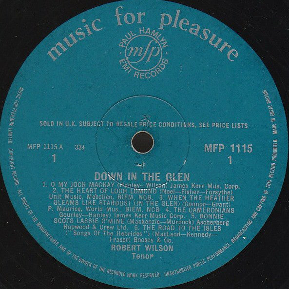 Robert Wilson (3) : Down In The Glen (LP, Album, Mono)