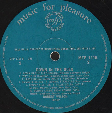 Robert Wilson (3) : Down In The Glen (LP, Album, Mono)