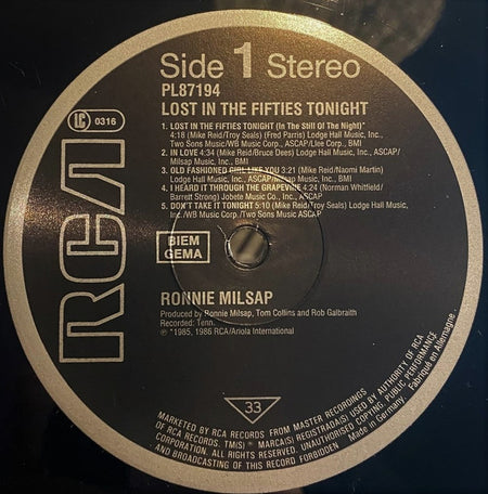 Ronnie Milsap : Lost In The Fifties Tonight (LP, Album)