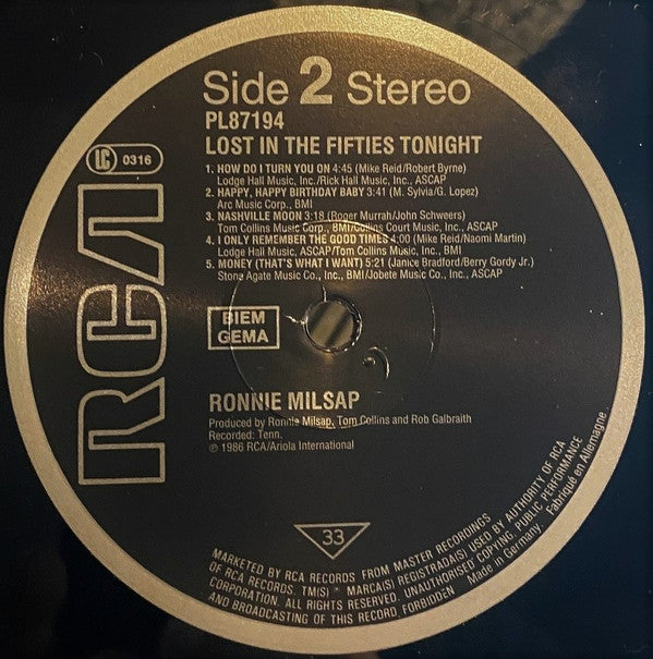 Ronnie Milsap : Lost In The Fifties Tonight (LP, Album)