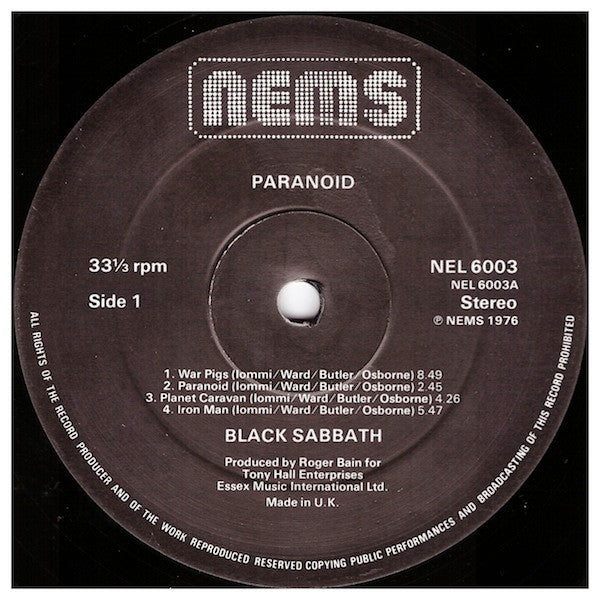 Black Sabbath : Paranoid (LP, Album, RE, Gat)