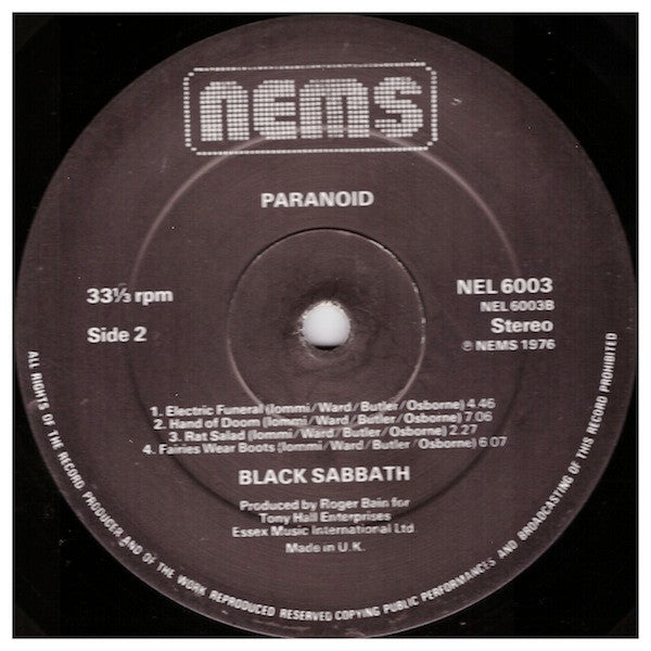 Black Sabbath : Paranoid (LP, Album, RE, Gat)