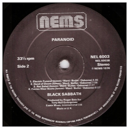 Black Sabbath : Paranoid (LP, Album, RE, Gat)