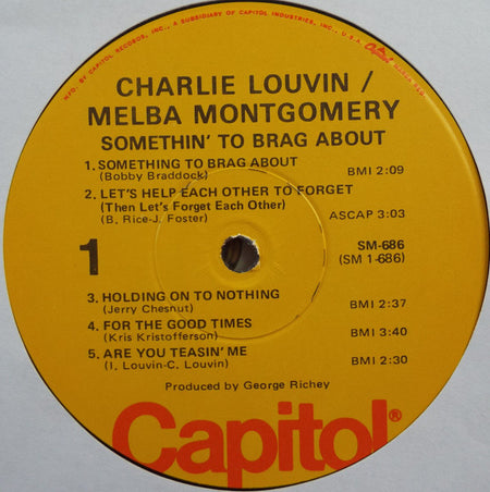 Charlie Louvin / Melba Montgomery : Somethin' To Brag About (LP, Album, RE)