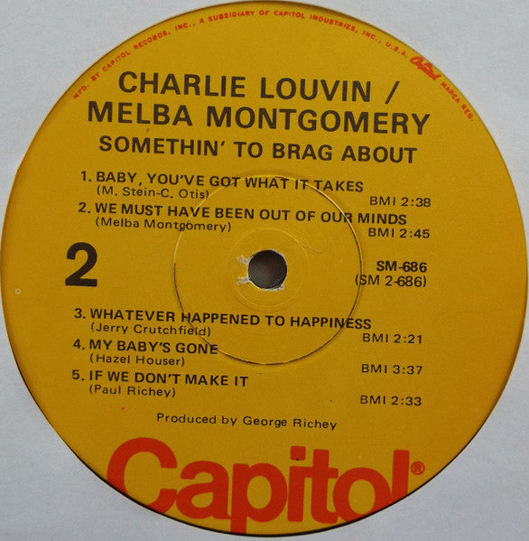 Charlie Louvin / Melba Montgomery : Somethin' To Brag About (LP, Album, RE)