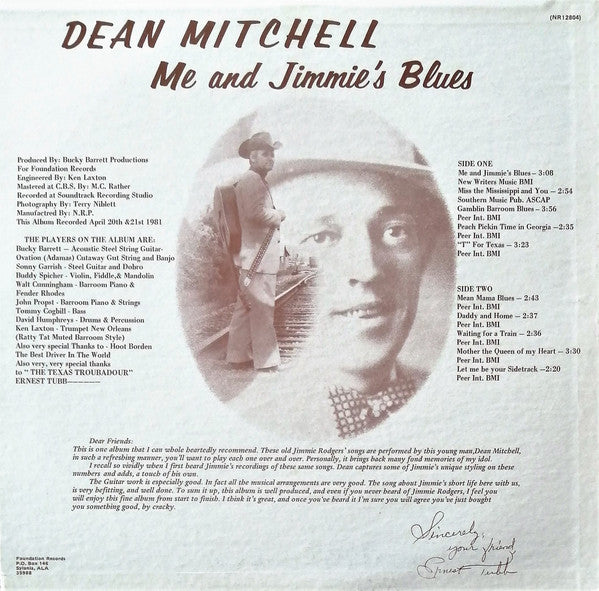 Dean Mitchell : Me And Jimmie's Blues (LP, Album)