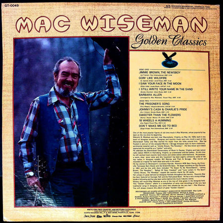 Mac Wiseman : Golden Classics (LP, Album)