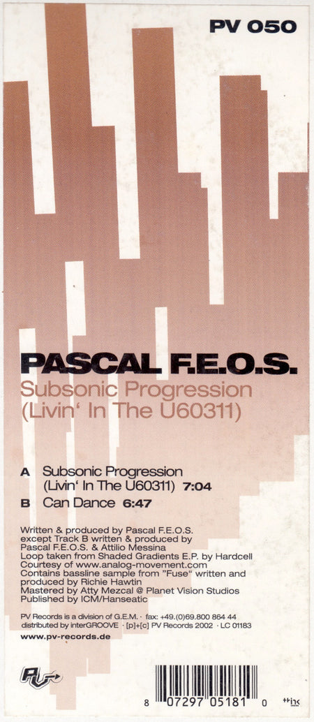 Pascal F.E.O.S. : Subsonic Progression (Livin' In The U60311) (12")
