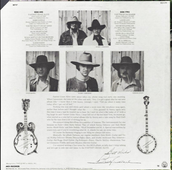 The Osborne Brothers : Fastest Grass Alive (LP, Album, Club)