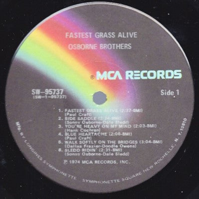 The Osborne Brothers : Fastest Grass Alive (LP, Album, Club)