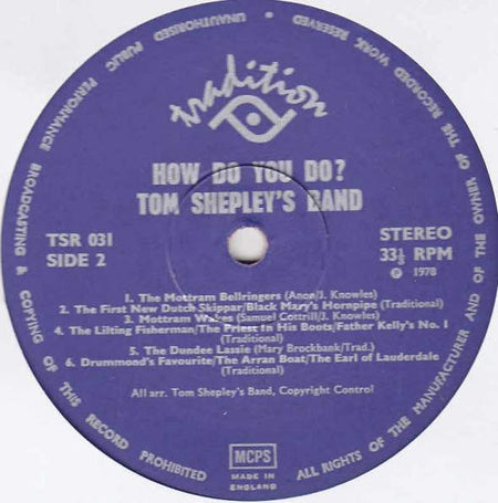 Tom Shepley's Band : How Do You Do? (LP, Album)