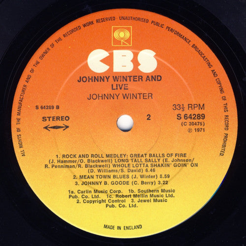 Johnny Winter And : Live Johnny Winter And (LP, Album, RE)