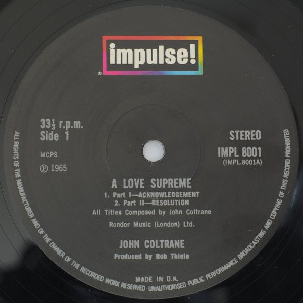 John Coltrane : A Love Supreme (LP, Album, RE, Gat)
