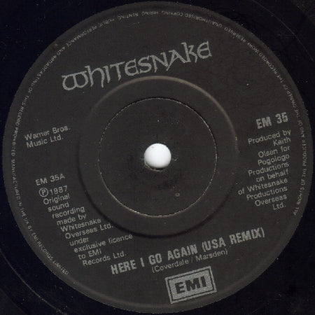 Whitesnake : Here I Go Again (USA Single Remix) (7", Single, Pap)