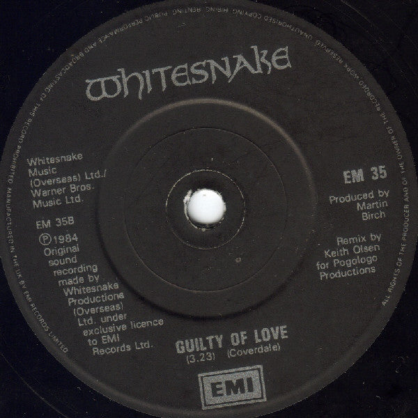 Whitesnake : Here I Go Again (USA Single Remix) (7", Single, Pap)