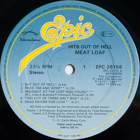 Meat Loaf : Hits Out Of Hell (LP, Comp)