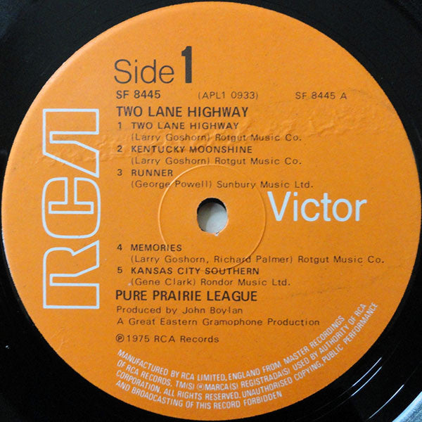 Pure Prairie League : Two Lane Highway (LP, Album)