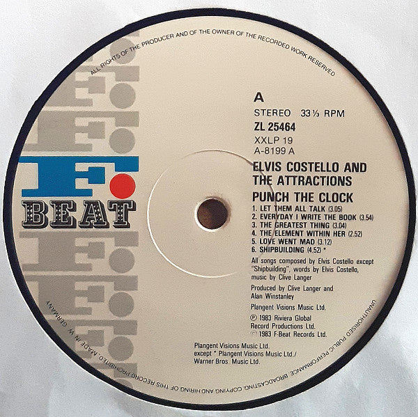 Elvis Costello And The Attractions* : Punch The Clock (LP, Album)