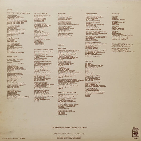 Paul Simon : Still Crazy After All These Years (LP, Album)